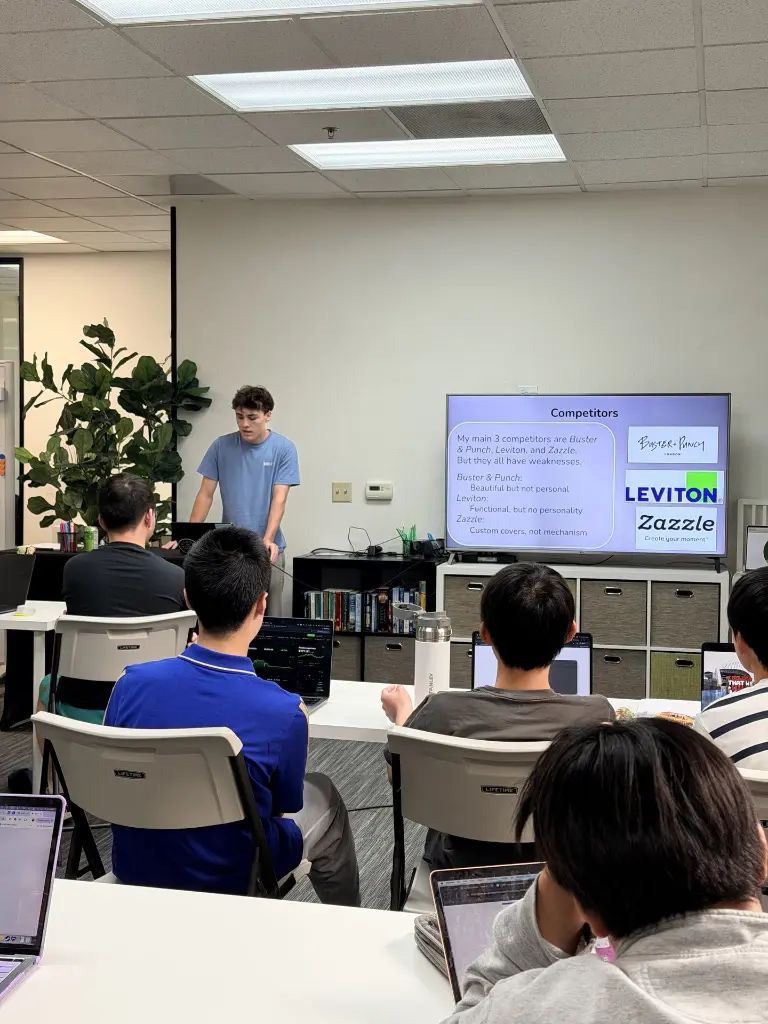 Classroom presentation during 7EDU youth entrepreneurship camp for middle and high school students