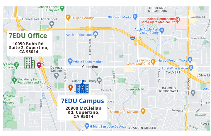 7EDU Locations Office and Campus Map